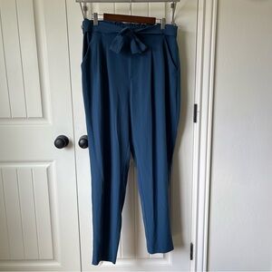 DownEast Blue Tapered Trousers with Tie-waist